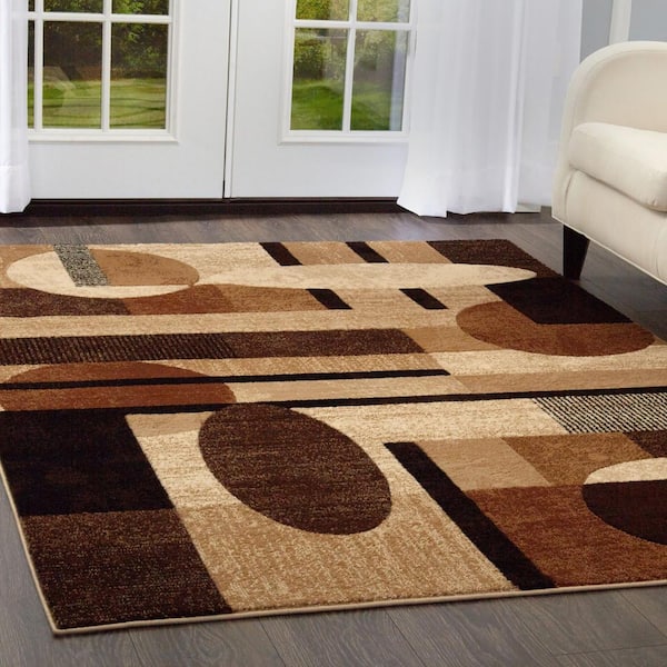 Tribeca Brown/Beige 5 ft. x 7 ft. Geometric Area Rug