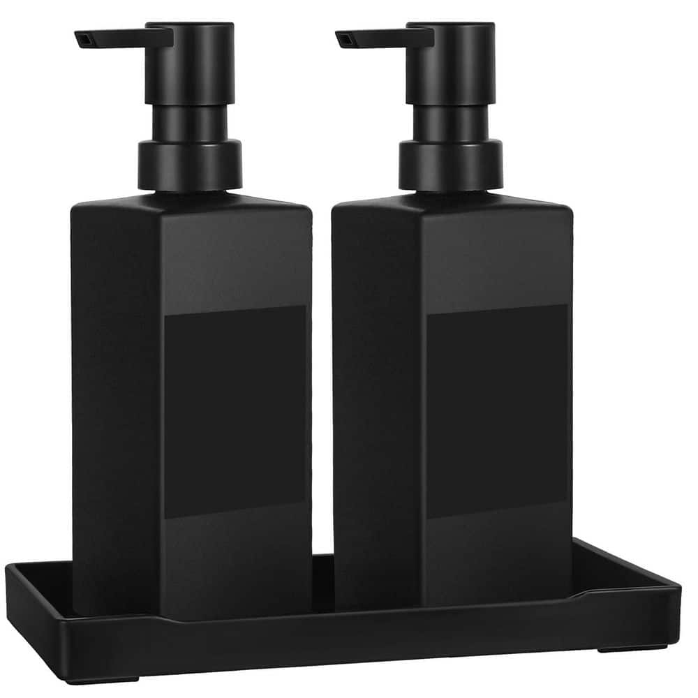 Kitchen Soap Dispenser Set, Hand and Dish Soap Dispensers, Black Glass Soap Dispenser with Tray for Bathroom price history on PriceWatchPro