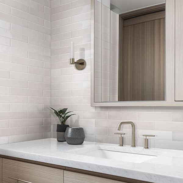 Lakeview Dove 3 in. x 12 in. Glossy Ceramic Subway Wall Tile (5.5 sq. ft./Case)