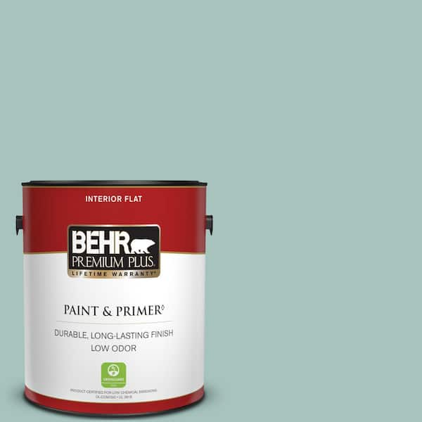 BEHR PREMIUM PLUS 1 gal. #T17-08 Polished Aqua Flat Low Odor Interior Paint & Primer