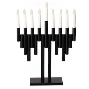 Modern 9-Branch Hanukkah Menorah with LED Candles in Sleek Finish, Contemporary Centerpiece and Hanukkah Gift