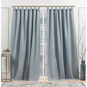 Peterson Slate Blue Solid Polyester 54 in. W x 96 in. L Tuxedo Tab Top Light Filtering Curtain Panel (Double Panel)