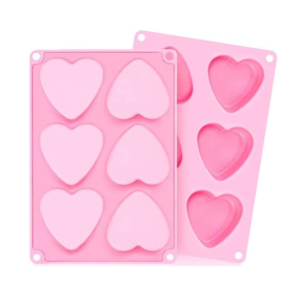 2-Piece Silicone Heart Shaped Mold Set Nonstick Food Grade for Baking Chocolate Cake Cupcake Brownie Jelly Soap