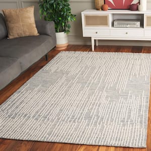 Abstract Light Gray/Ivory 4 ft. x 6 ft. Abstract Linear Area Rug