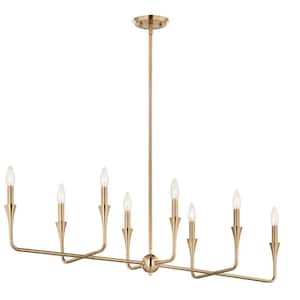 Alvaro 45.5 in. 8-Light Champagne Bronze Modern Candle Linear Chandelier for Dining Room