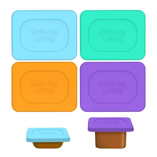 4 Piece Silicone Leak Proof Baby Food Container Lid Set, BPA Free, Dishwasher Safe, Compatible with Gerber Tubs
