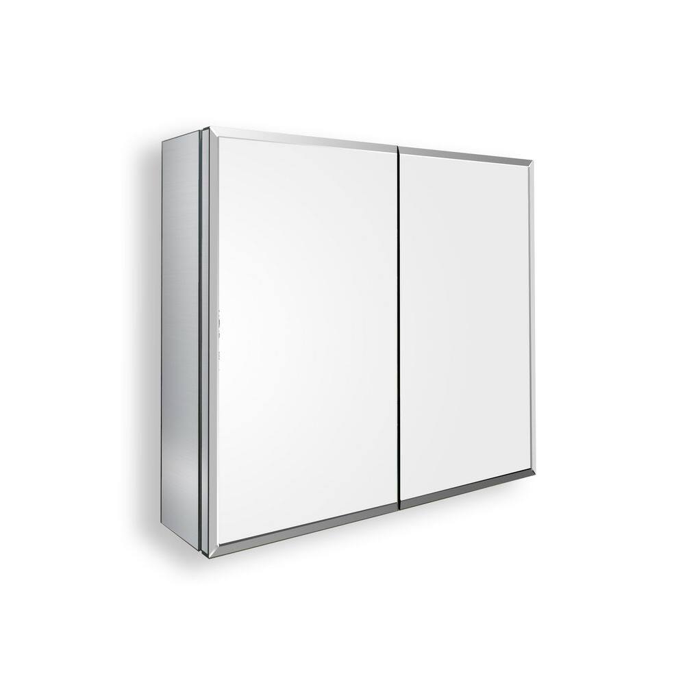 30 in. W x 26 in. H Silver Rectangle Aluminum Recessed or Surface Mount Med