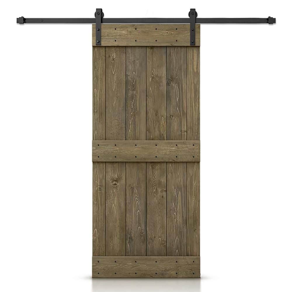 20 in. x 80 in. Mid-Bar Series Solid Core Aged Barrel Stained DIY Wood Interior Sliding Barn Door with Hardware Kit price history on PriceWatchPro