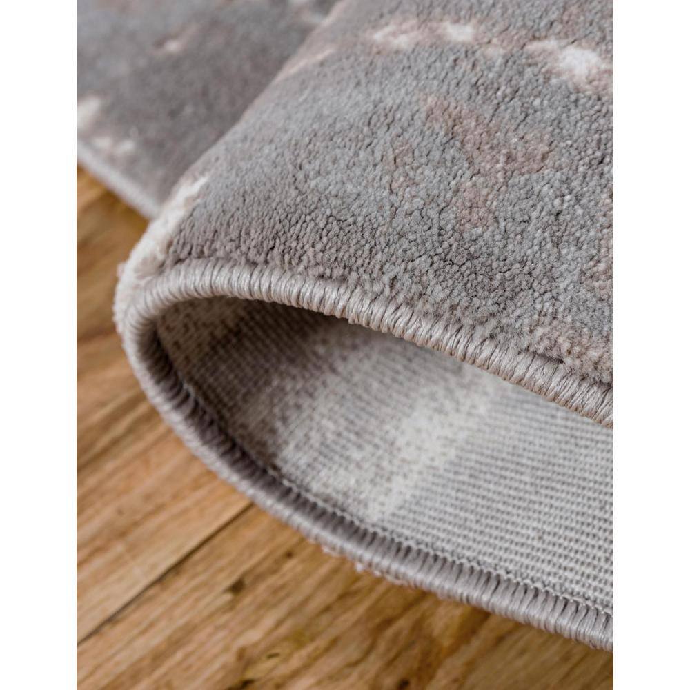 Gray and Beige Rectangular Stain-Resistant Synthetic Rug