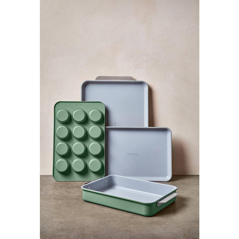 Sage Green Non-Stick Ceramic Bakeware Set with Aluminized Steel