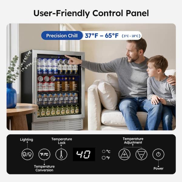 SIMZLIFE 23.5 in. Single Zone 180-Cans Freestanding/Built-in