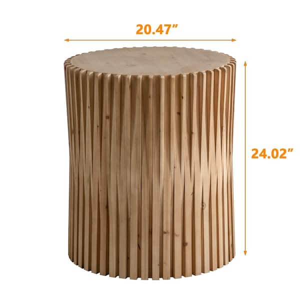 maocao hoom Retro Fashion Style Cylindrical Side Table with Vertical Texture Relief Design