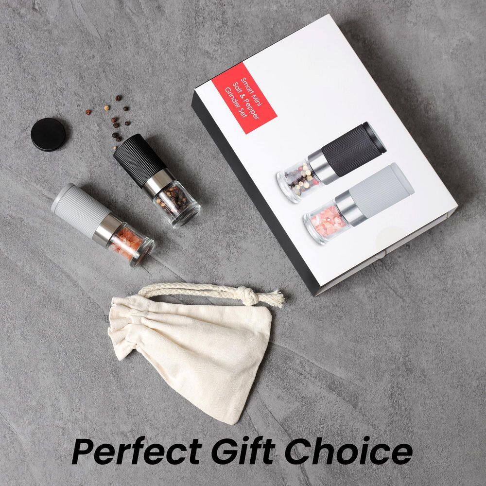 Mini Salt and Pepper Grinder Set, Adjustable Ceramic Core with Funnel and Storage Bag for Kitchen, Outdoor, Party - Thumbnail 3