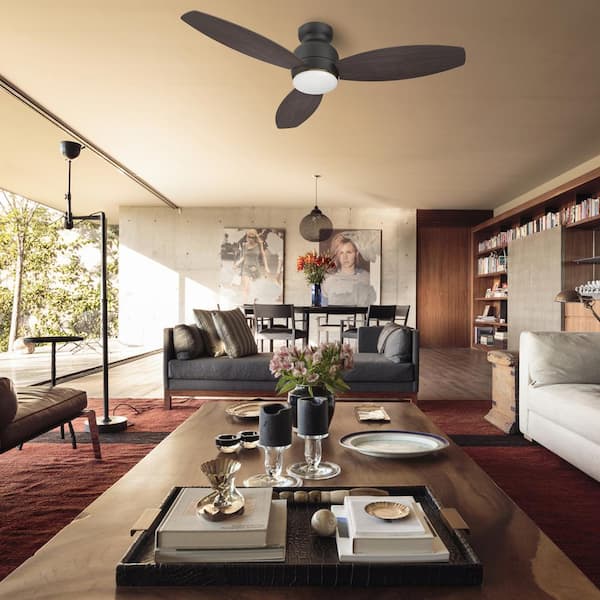 Trendsetter 48 in. Dimmable LED Indoor/Outdoor Black Smart Ceiling Fan with Light and Remote, Works w/Alexa/Google Home