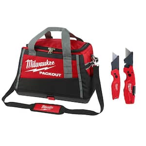 20 in. PACKOUT Tool Bag with FASTBACK 6-In-1 Folding Utility Knife and FASTBACK Compact Folding Utility Knife Set