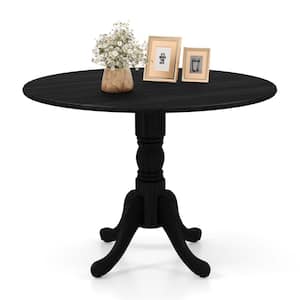 Rubber Black Wood 40 in. Pedestal Dining Table Seats 4