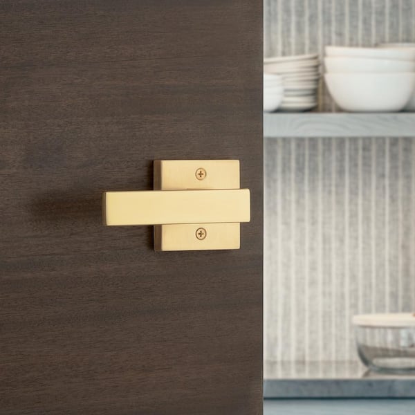Singapore Satin Brass Square Half Dummy Door Handle Featuring Microban Antimicrobial Protection