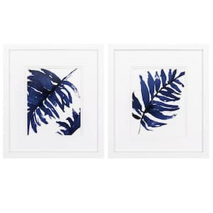 14 in. X 16 in. Matte White Gallery Picture Frame Blue Ferns (Set of 2)