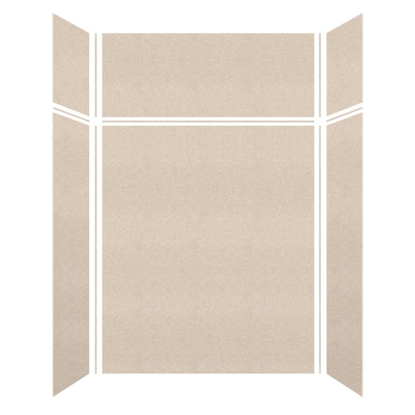 Saramar 60 in. W x 96 in. H x 36 in. D 6-Piece Glue to Wall Alcove Shower Wall Kit with Extension in Cashew Velvet