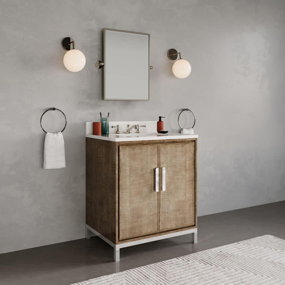 Westin 30" Lustrous Walnut Freestanding Bathroom Vanity with Quartz Top