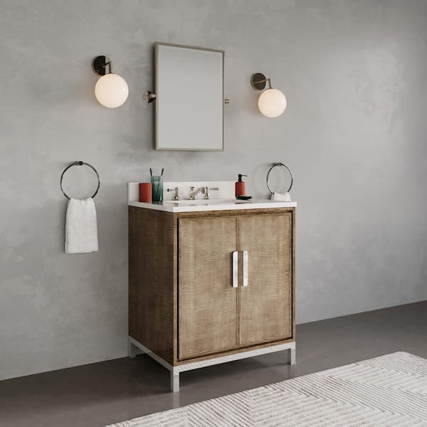 Westin 30 in. W x 22 in. D x 34.4 in. H Single Sink Bath Vanity in Lustrous Walnut with White Brook Quartz Top
