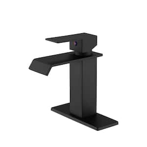 Single-Handle Single-Hole Bathroom Faucet with Drip-Free Vanity Sink Faucet in Matte Black