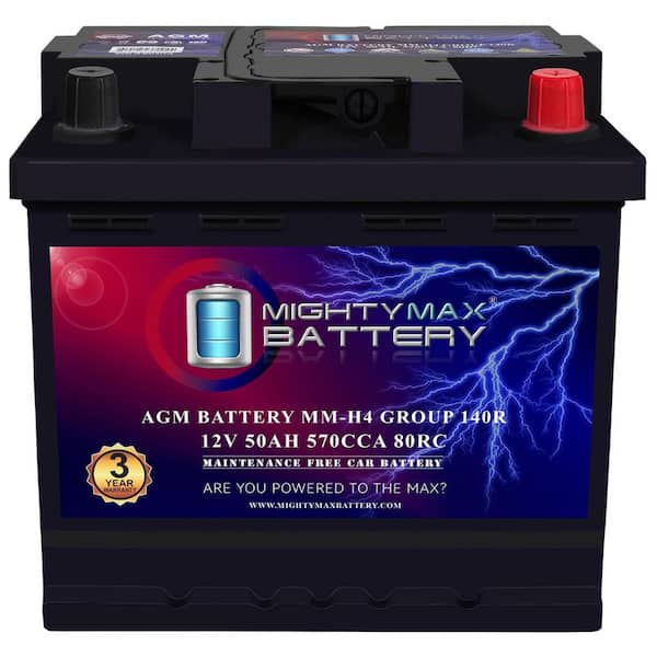 MM-H4 Group Size 140R 12V, 50Ah, 80RC, 570 CCA, Replacement Battery Compatible with Toyota Prius Prime 2019