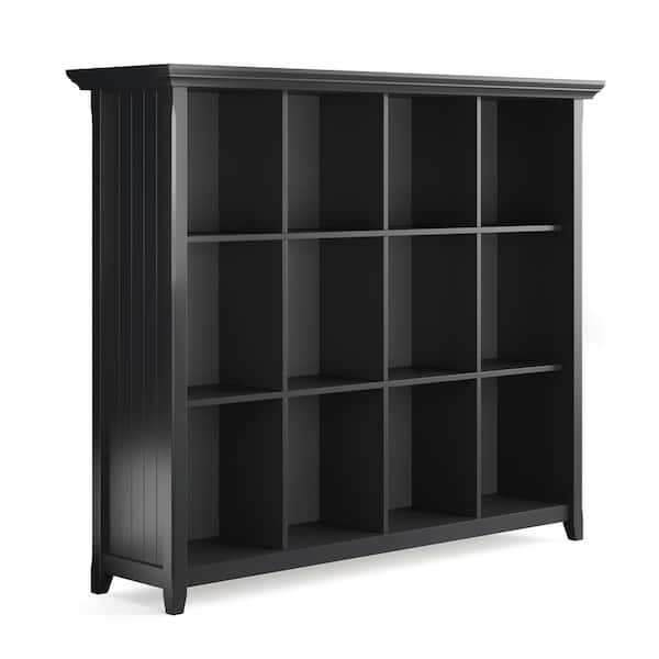 Brooklyn + Max 48 in. x 57 in. Black with 12-Cube Storage Brunswick Solid Wood Rustic