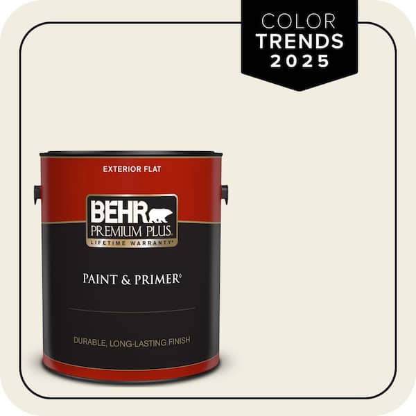 BEHR PREMIUM PLUS 1 gal. Designer Collection #DC-003 Blank Canvas Flat Exterior Paint & Primer