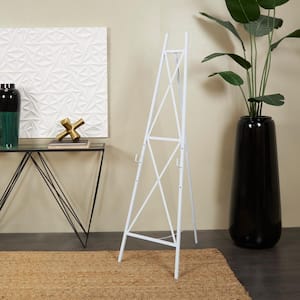 64 in. White Metal Tall Adjustable Minimalistic Display Stand 3 Tier Easel with Chain Support