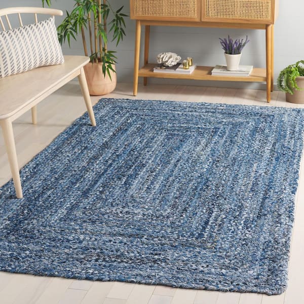 Braided 3 ft. x 5 ft. Denim/Blue Border Area Rug