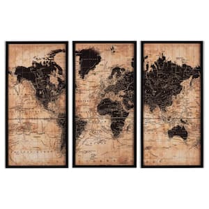 Pollyanna 3-Piece Framed Map Wall Art 40 in. x 20 in.