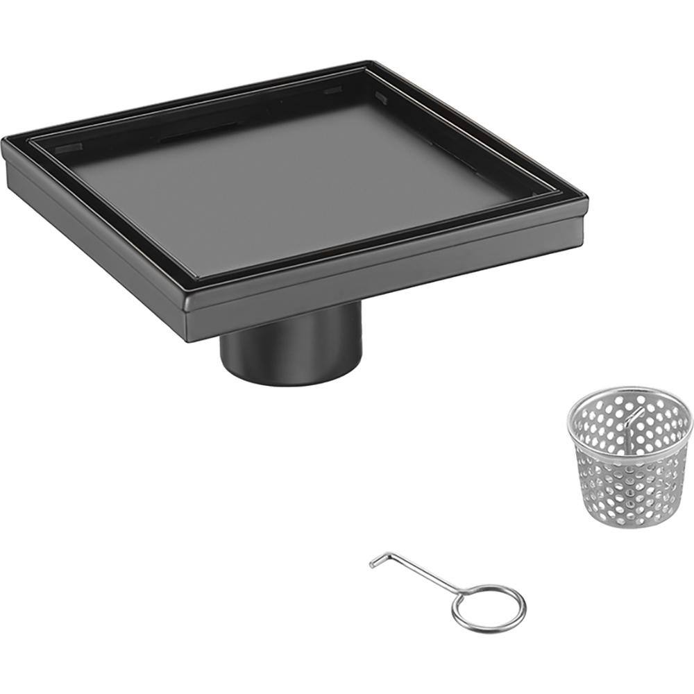 4 in. Square Stainless Steel Shower Drain with Tile Insert, Matte Black price history on PriceWatchPro