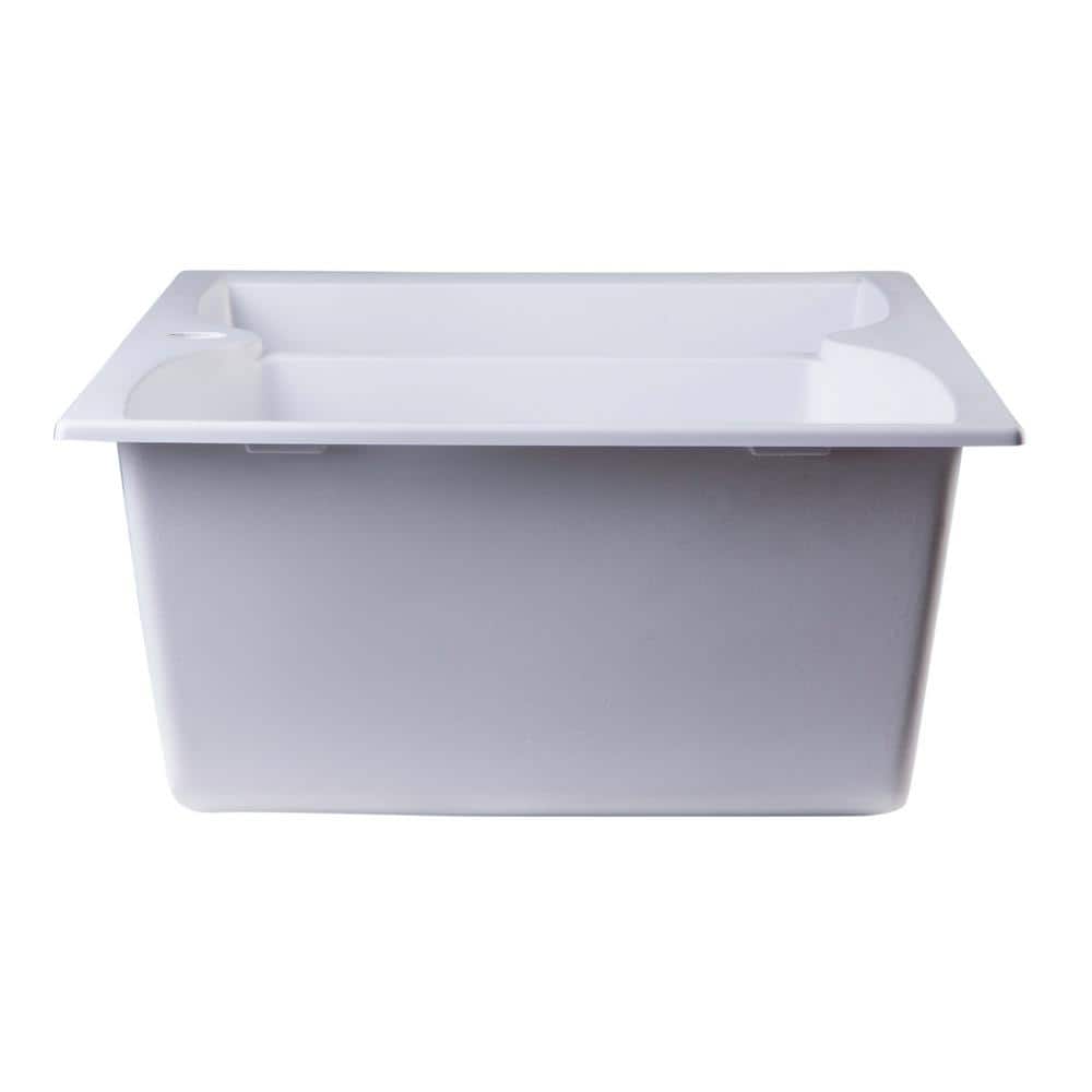 31.13'' White Granite Double Bowl Drop-In Kitchen Sink