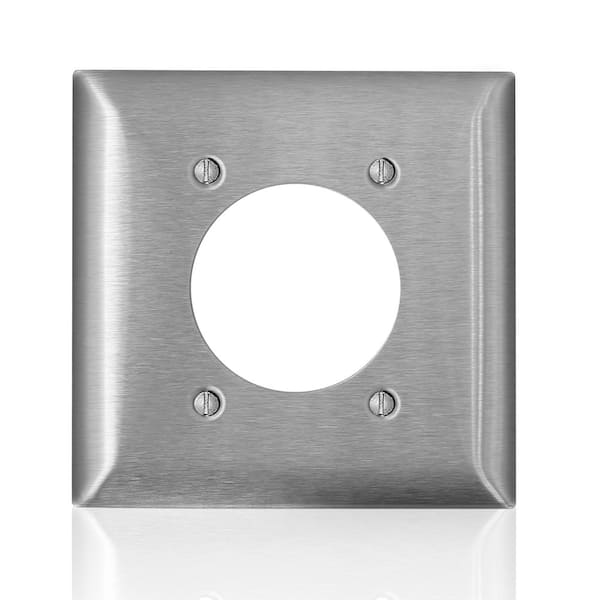 2-Gang 2.45 in. Single Outlet Metal Magnetic Stainless Steel Wall Plate Dryer/Range/EV, Standard Size Type 430 (1-pack)