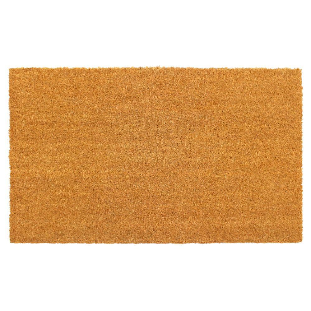 Machine Tufted Plain Natural 36 in. x 60 in. Coir Non-Slip Outdoor Door Mat