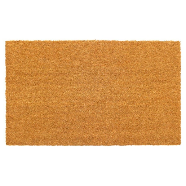 Unbranded Machine Tufted Plain Natural 36 in. x 60 in. Coir Non-Slip Outdoor Door Mat