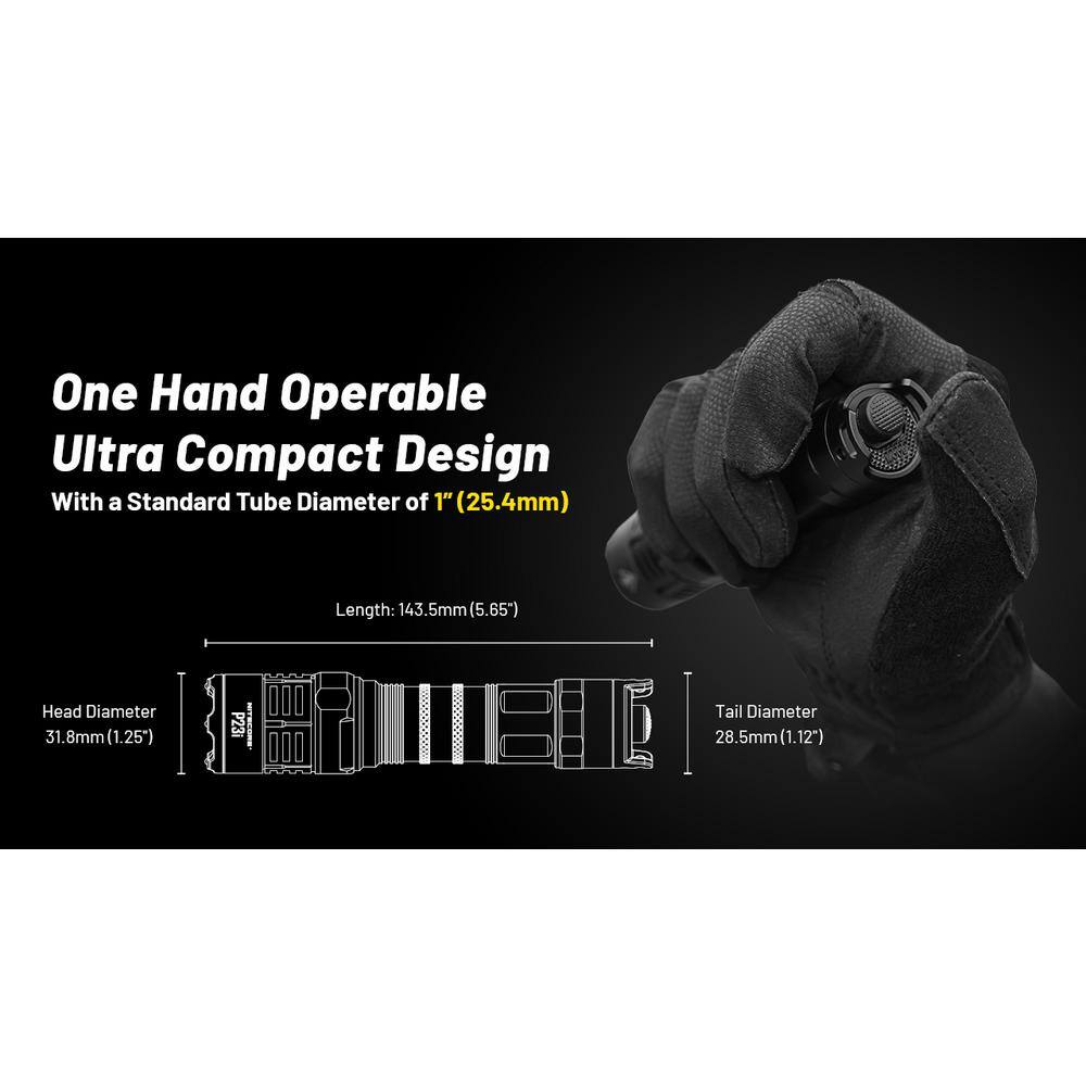 Black Tactical Rechargeable LED Flashlight with USB-C Charging