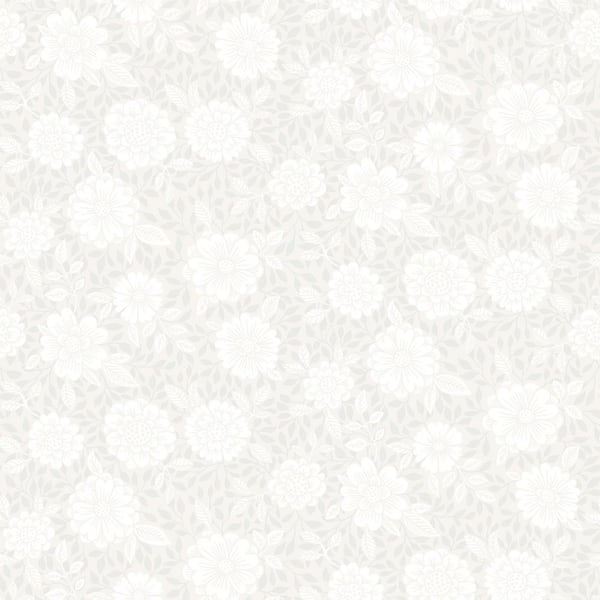 A-Street Prints Lizette Light Grey Charming Floral Paper Matte Non-Pasted Wallpaper Roll
