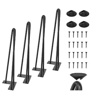 18 in. Black Coating Metal Bench Legs Hairpin Table Legs for Furniture Feet (Set of 4-Pack, 18 in. 3-Rod Black)