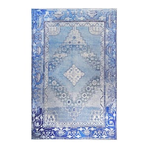 Bernadette Shades of Blue 6 ft. x 9 ft. Loomed Geometric Polyester Rectangle Area Rug
