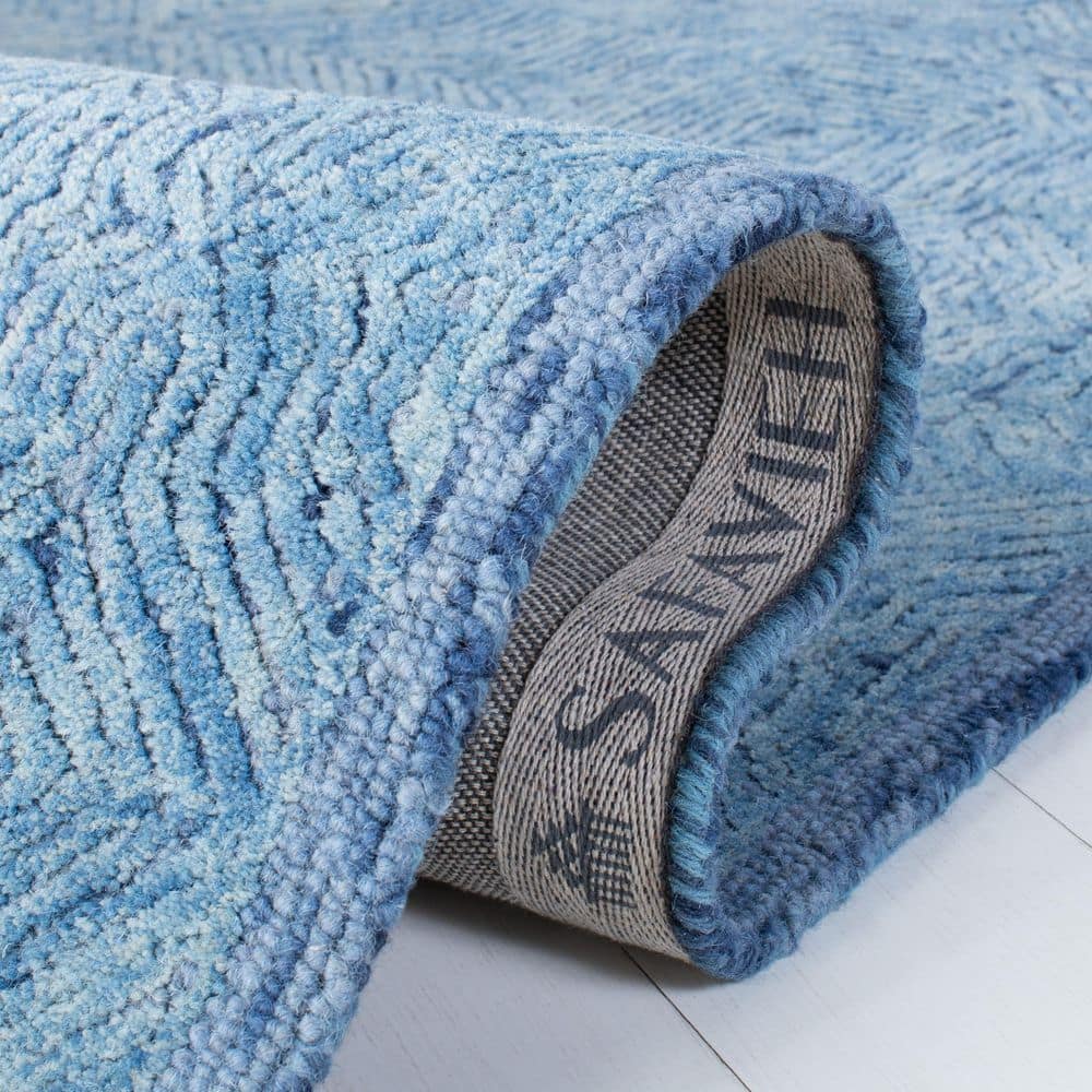 Blue Hand-Tufted Wool 8' x 10' Rectangular Rug
