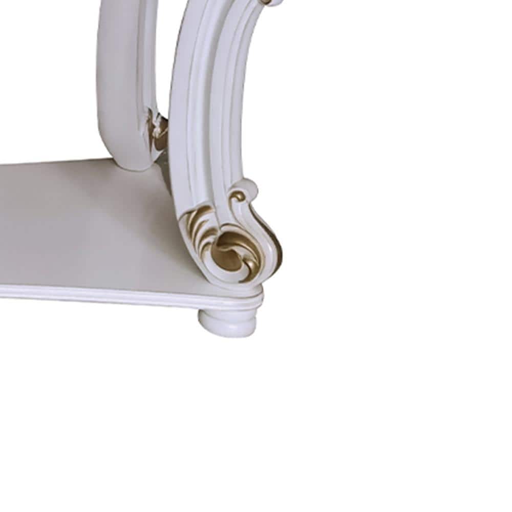 Vendome Antique Pearl Wood Sofa Table with Storage Shelf