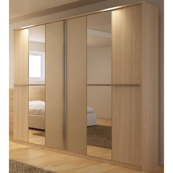 Manhattan Comfort 4-Drawer Orchard 6-Door Wardrobe in Vanilla Gloss and Nude/High Gloss/Metallic Nude