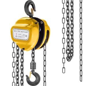 1-Ton Chain Hoist 2200 lbs. Manual Chain Hoist 10 ft. Block Chain Hand Chain Lifting Hoist with 2 Hooks Chain, Yellow