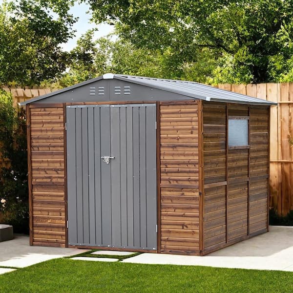 8 ft. W x 8 ft. D Outdoor Iron-Wood Combination Shed with 2 Windows and 4 Vents