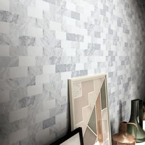 Pinot White and Gray 11.57 in. x 11.34 in. Marble Peel and Stick Mosaic Wall Tile (5.47 sq. ft./Case)