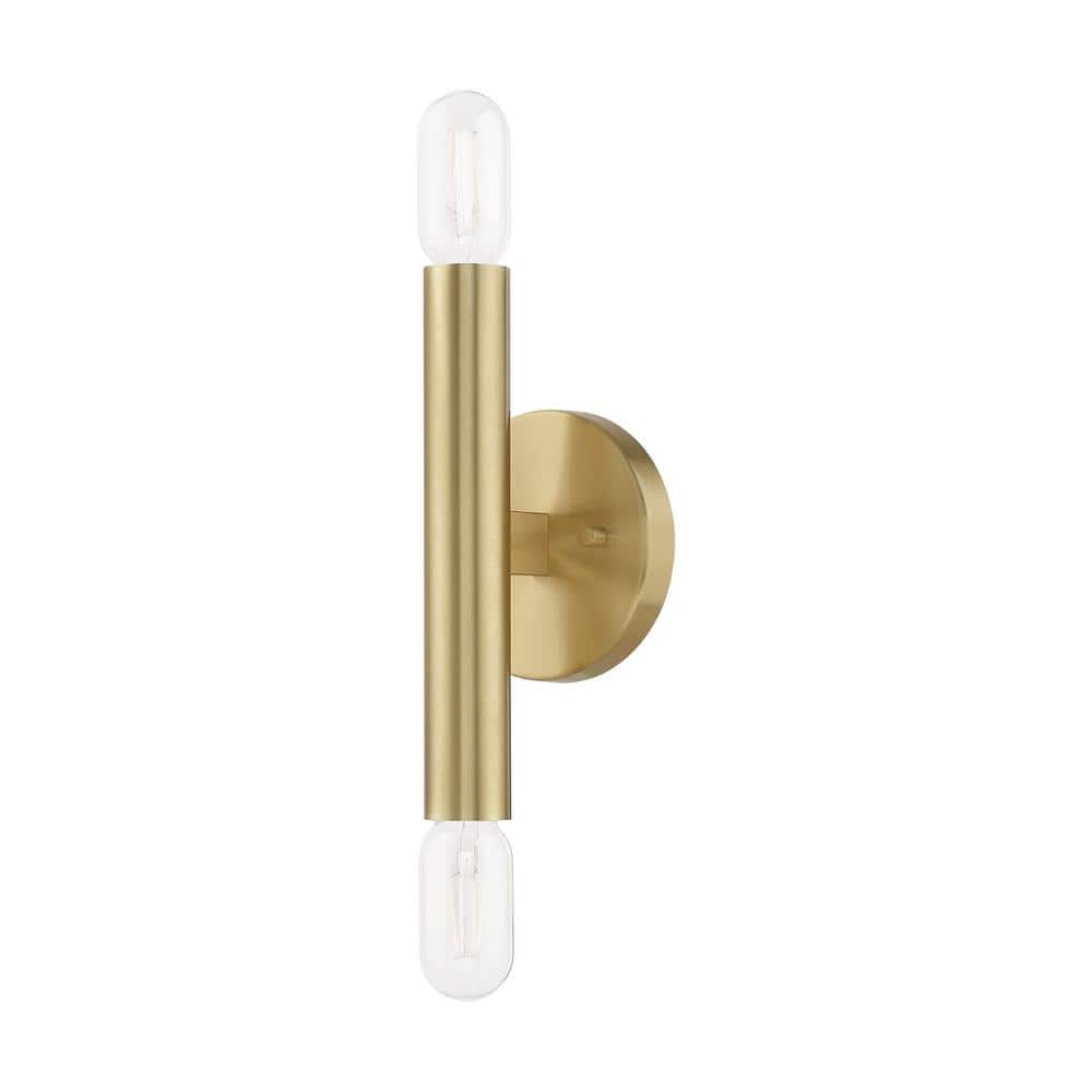 Copenhagen Mid-Century Modern 2-Light Brass Sconce