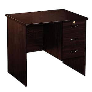 24 in. W Espresso Brown 3 Drawer Wooden Computer Desk with Lock System