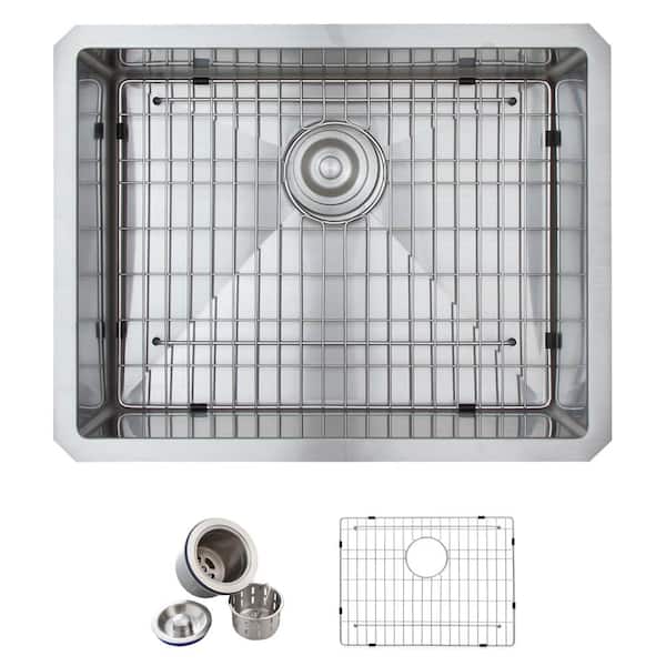 Glacier Bay Professional Tight Radius 23 in. Undermount Single Bowl 16 Gauge Stainless Steel Kitchen Sink with Accessories